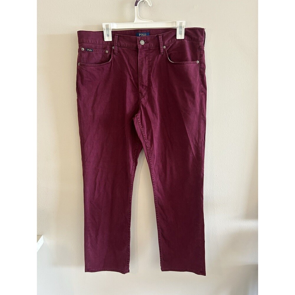 Polo Ralph Lauren Jeans Mens 36/30 Maroon Cotton Stretch Dark Wash Slim Fit